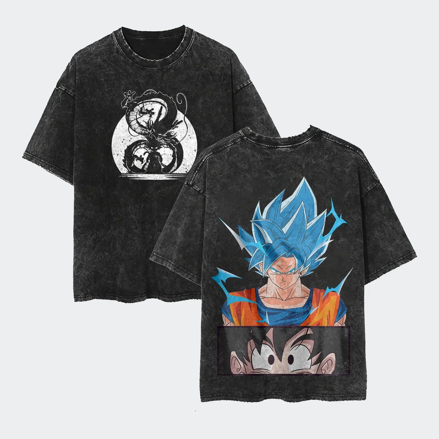 Anime Dragon Ball Cosplay Washed T-Shirt Cotton Short Sleeve Loose Large Casual Sports Fitness T-Shirt Men's Harajuku Clothing Beauty World Shop