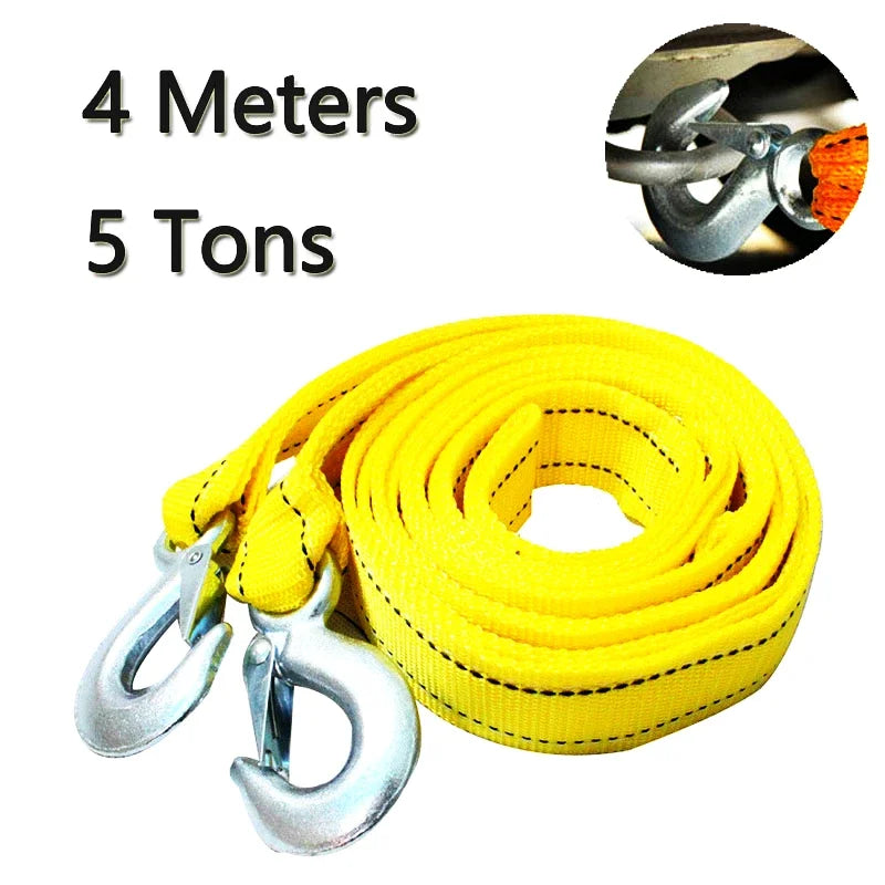 1 Pcs 3M/4M Car Tow Cable Heavy Duty 3Ton/5Ton Trailer Rope Towing Pull Rope Strap Hooks Van Road Recovery Car Accessories Beauty World Shop
