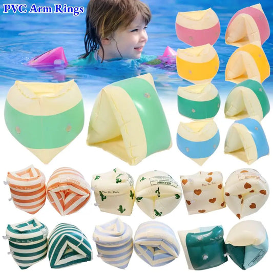 2pcs PVC Inflatable Arm Rings Summer Swimming Arm Floater Kids Pool Float Sleeve Inflatable Pool Buoy Armbands Pool Accessories Beauty World Shop