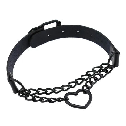 Vintage Black chain jazz dance necklace punk rock choker PU leather goth rivets collar party club Gothic jewelry Harajuku Beauty World Shop