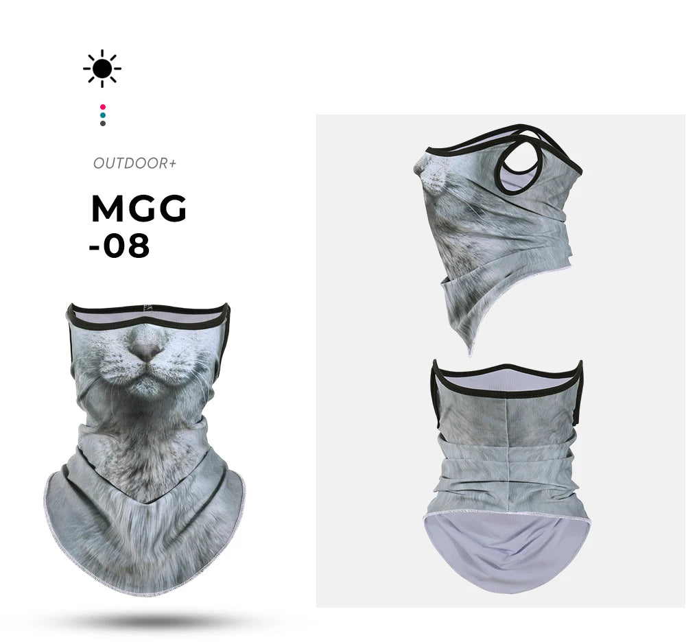 3D Animals Magic Scarf Bandana Breathable Neck Warmer Gaiter Hanging Ear Outdoor Sports Triangle Face Mask Neckerchief Summer Beauty World Shop