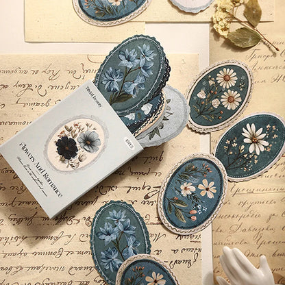 Mr. Paper 45pcs Serene Florals Sticker Pack - Boxed Flower Theme Collection, DIY Journal Collage Decor Set, Literary Stationery Beauty World Shop