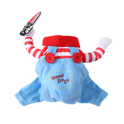 Funny Dog Clothes Halloween Costume For Small Medium Large Dogs Festival Knife Holding Puppy Cosplay Suit Party Gift Pet Apparel