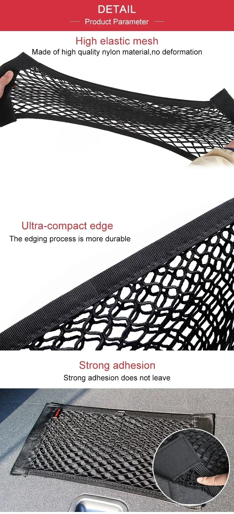 Car Storage Net Stretchable Mesh Pocket Net Magic Elastic Sticker Universal Rear Mesh Trunk Seat Bag Pocket Cage Auto Organizer Beauty World Shop