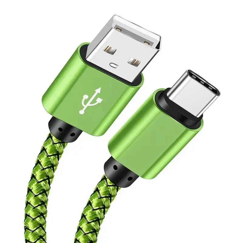 USB A to Type C Charging Cable 2A Fast Charger Nylon Data Cable 1M 2M 3M For Iphone Android Huawei Samsung TypeC Charging Device Beauty World Shop