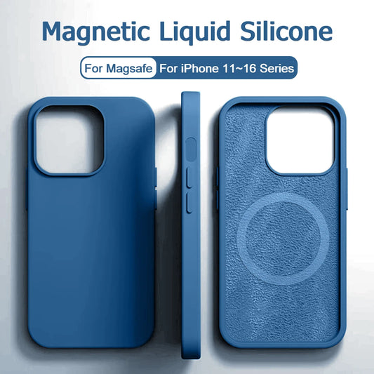 Magnetic Original Liquid Silicone Shockproof Case For iPhone 16 15 14 13 12 11 Pro Max 16 Plus For Magsafe Wireless Charge Cover Beauty World Shop