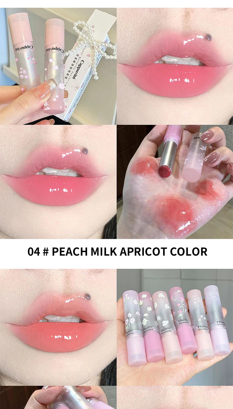 Flowery dish language lip gloss mirror lip glaze beep lip water light lasting makeup not easy to dip cup makeup Beauty Trend Shop