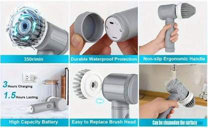 Electric Spin Scrubber, Bathroom Cordless Cleaning Brush Power Scrubber with 5 Replaceable Brush Heads, Electric Cleaning Brush Beauty World Shop