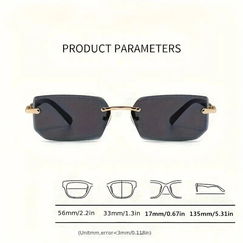 Rimless Sunglasses Rectangle Fashion Popular Women Men Shades Small Square Sun Glasses For Female male Summer Traveling Oculos Beauty World Shop