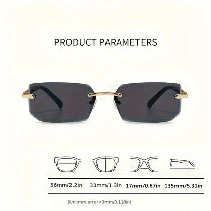 Rimless Sunglasses Rectangle Fashion Popular Women Men Shades Small Square Sun Glasses For Female male Summer Traveling Oculos Beauty World Shop