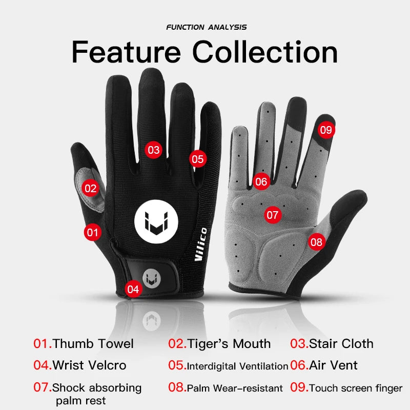 MTB Bike Sports Cycling Gloves Full Finger Men Women Running Fitness Gym Spring Summer Riding Motorcycle Gloves Beauty World Shop