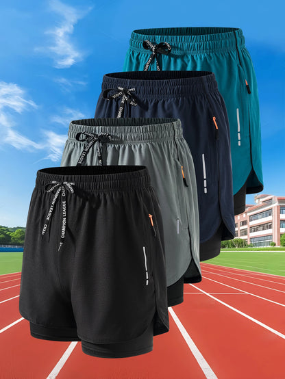 Summer Men Running Shorts Fitness Gym Training 2 in 1 Sports Shorts Quick Dry WorkoutJogging Double Deck Shorts Beauty World Shop