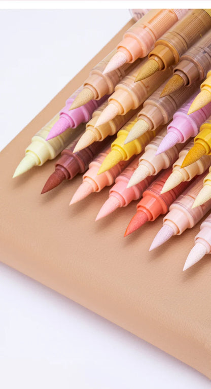 GuangNa 12-72 Colors Soft Brush Acrylic Marker Pen Set,Skin Tone, Macaron color,DIY Hand Drawn,Paint Art Markers pens,GN.8201F/M Beauty World Shop