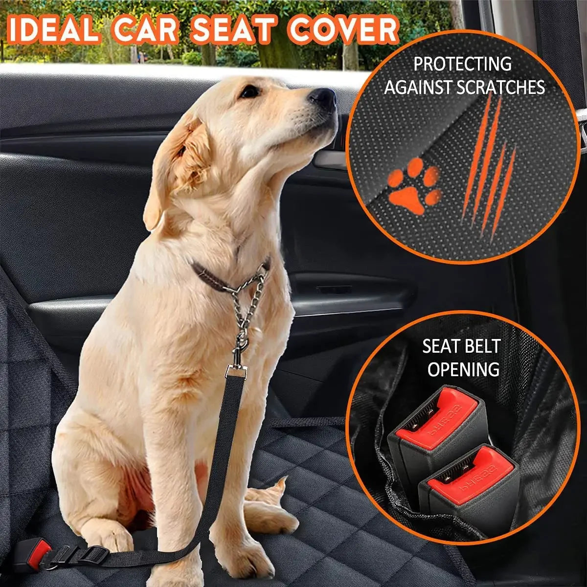 Dog Car Rear Seat Protective Cover Waterproof Dirt Resistant Pet Seat Cover Black Shoulder Strap Hammock Pet Travel Mattress Beauty World Shop