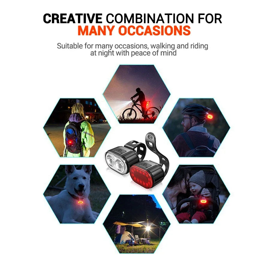 USB Rechargeable Bicycle Lights Bike Safety Warning Lamp Outdoor Waterproof Cycling Flashlight For Mountain And Road Bikes Beauty World Shop