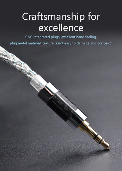 KZ Earphones Cable 8 Core Silver Blue Hybrid 784 Cores Silver Plated Upgrade Cable 2Pin 3.5mm Plug Heaset Wire KZ ZSXPRO ZS10PRO