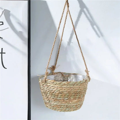 Garden Hanging Planter Macrame Plant Storage Basket Jute Rope Woven Indoor Outdoor Flower Pot Holder Plant Hangers Home Decor Beauty Trend Shop