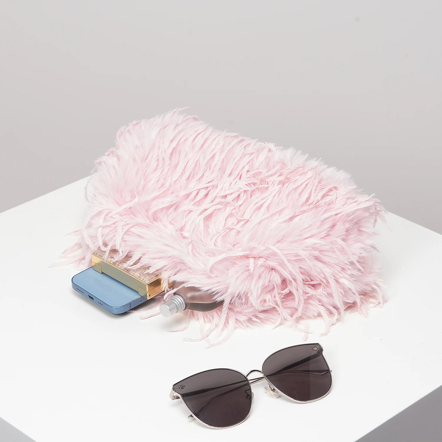 Dopamine-style clip bag, Y2K plush clutch bag, candy-colored women's purse, dinner dress clutch Beauty World Shop