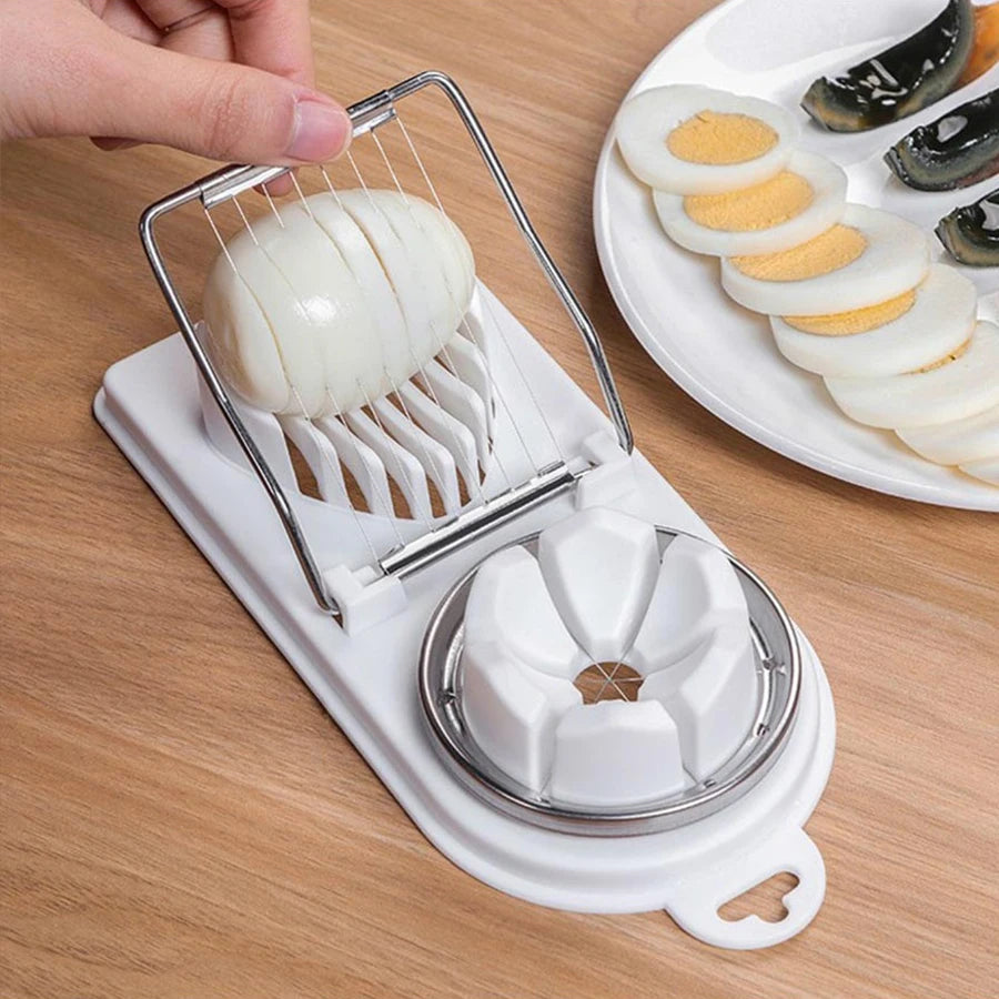 Multifunctional PP Base egg cutter 2-in-1 stainless steel wire pull egg cutter for hanging high-quality kitchen accessory tools Beauty World Shop