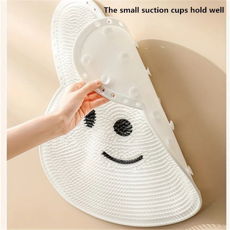 1pc，Rabbit Bathroom Shower Anti Slip Mat, Circular Massage Foot Mat, Back Suction Cup,Foot Scrubber, Back Scrubber Beauty World Shop
