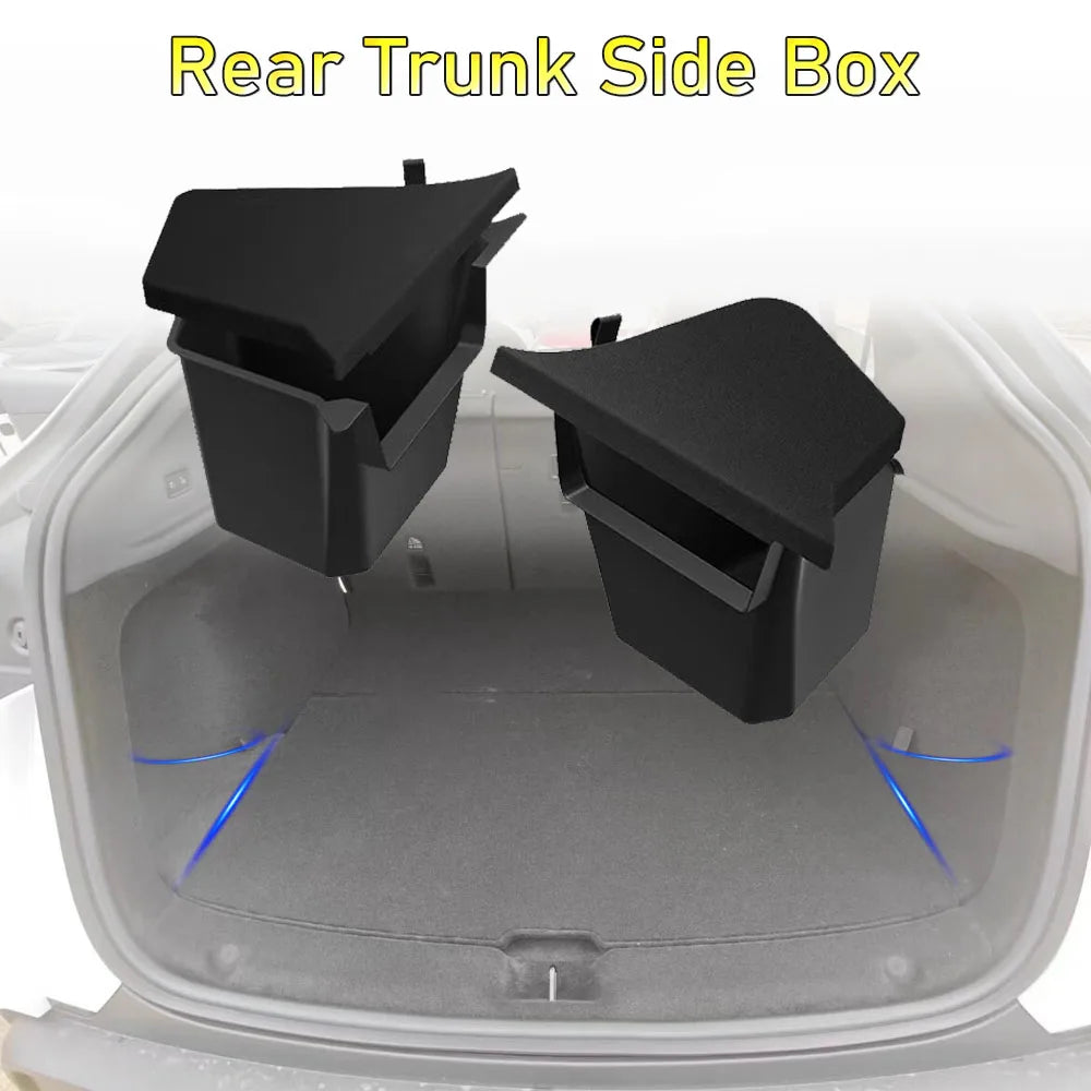 USVOTOV Trunk Organizer for Tesla Model Y Juniper Launch Refresh 2025 Rear Trunk Storage Bins Side Box Organiser TPE Accessories Beauty World Shop