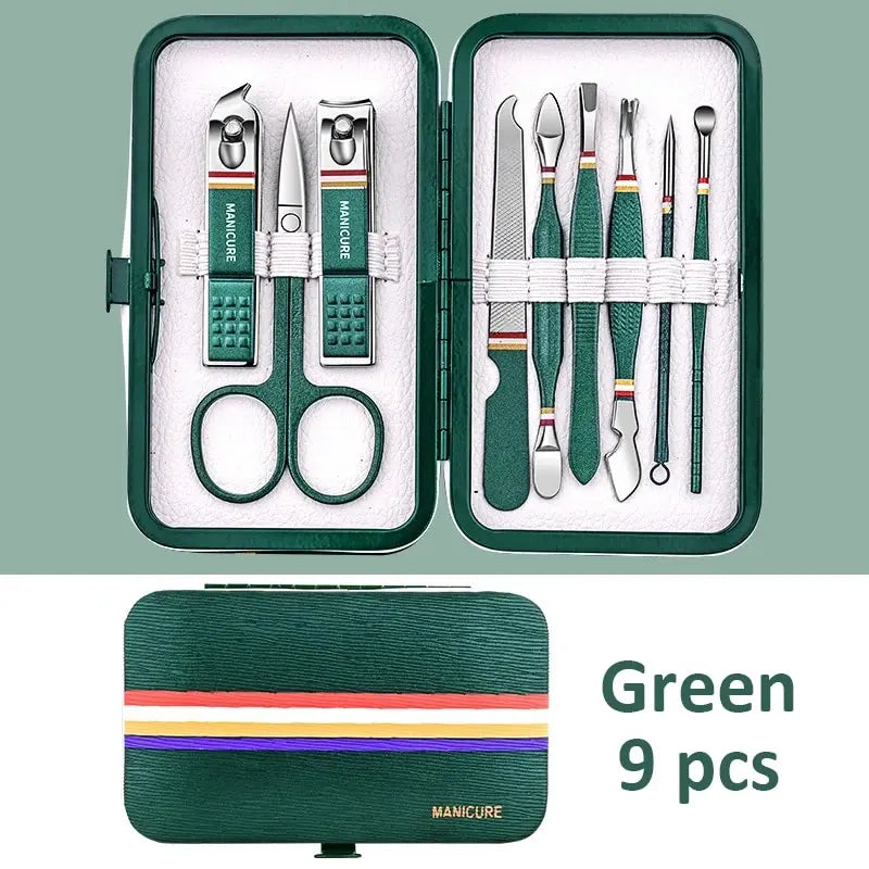 Ouriner 6-18Pcs Portable Manicure Sets Pedicure Kits Bright Black Nail Clipper Set Personal Care Tools Eyebrow Scissors Beauty World Shop