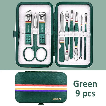 Ouriner 6-18Pcs Portable Manicure Sets Pedicure Kits Bright Black Nail Clipper Set Personal Care Tools Eyebrow Scissors Beauty World Shop