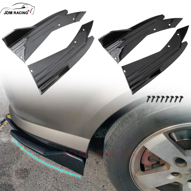 Pair Universal Car Rear Bumper Spoiler Lip Carbon Fiber Wing Trim Protection Anti-crash Diffuser Side Skirt Wrap Angle Splitter Beauty World Shop