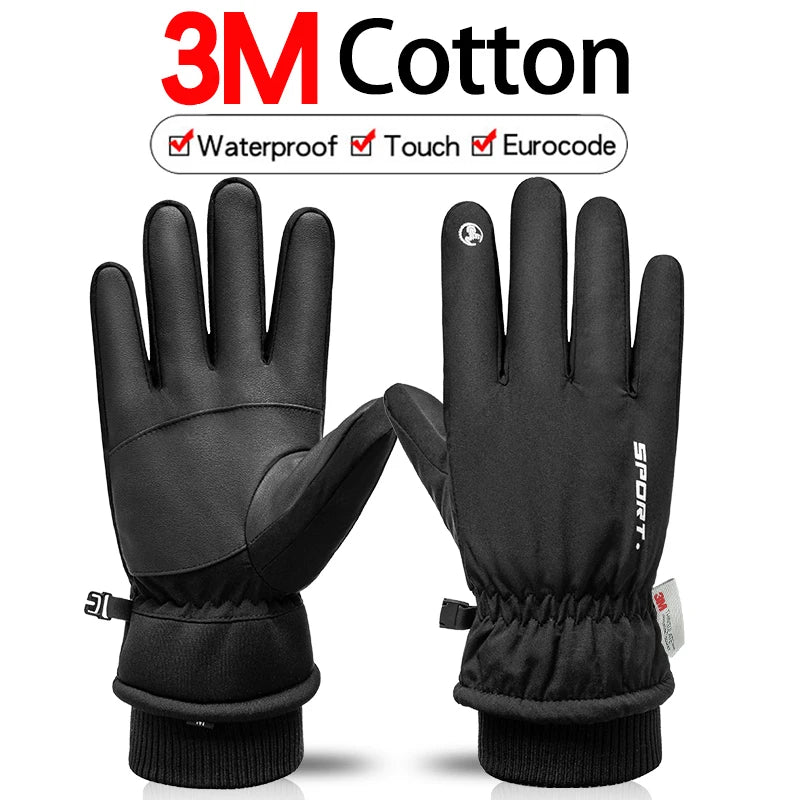 Thermal Winter Cycling Ski Gloves Outdoor Sports Running Motorcycle Touch Screen Fleece Gloves Non-slip Warm Full Fingers Gloves Beauty World Shop