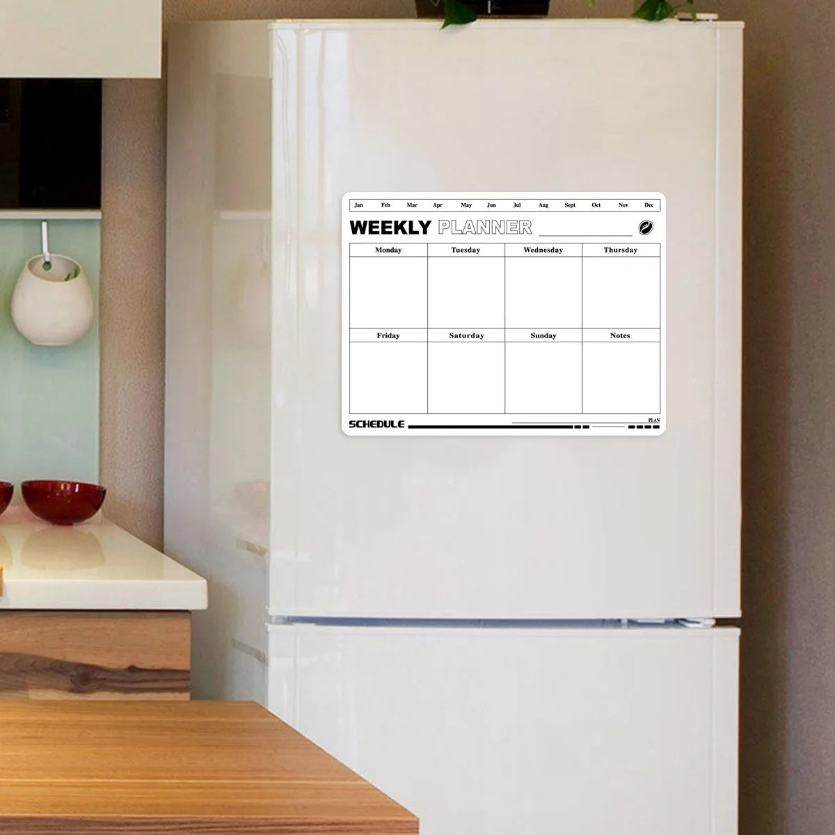Magnetic Refrigerator Calendar Sticker - Reusable Weekly/Monthly Planner, Customizable Note Board for Home Office Beauty World Shop