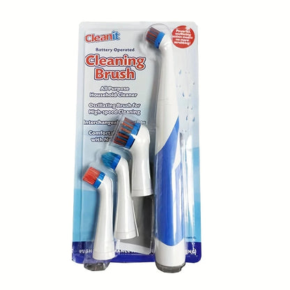 Leaning Brush Cleaning Tool With 4 Brushes Multifunctional Electric Cleaning Brush Cleaning Supplies Beauty World Shop
