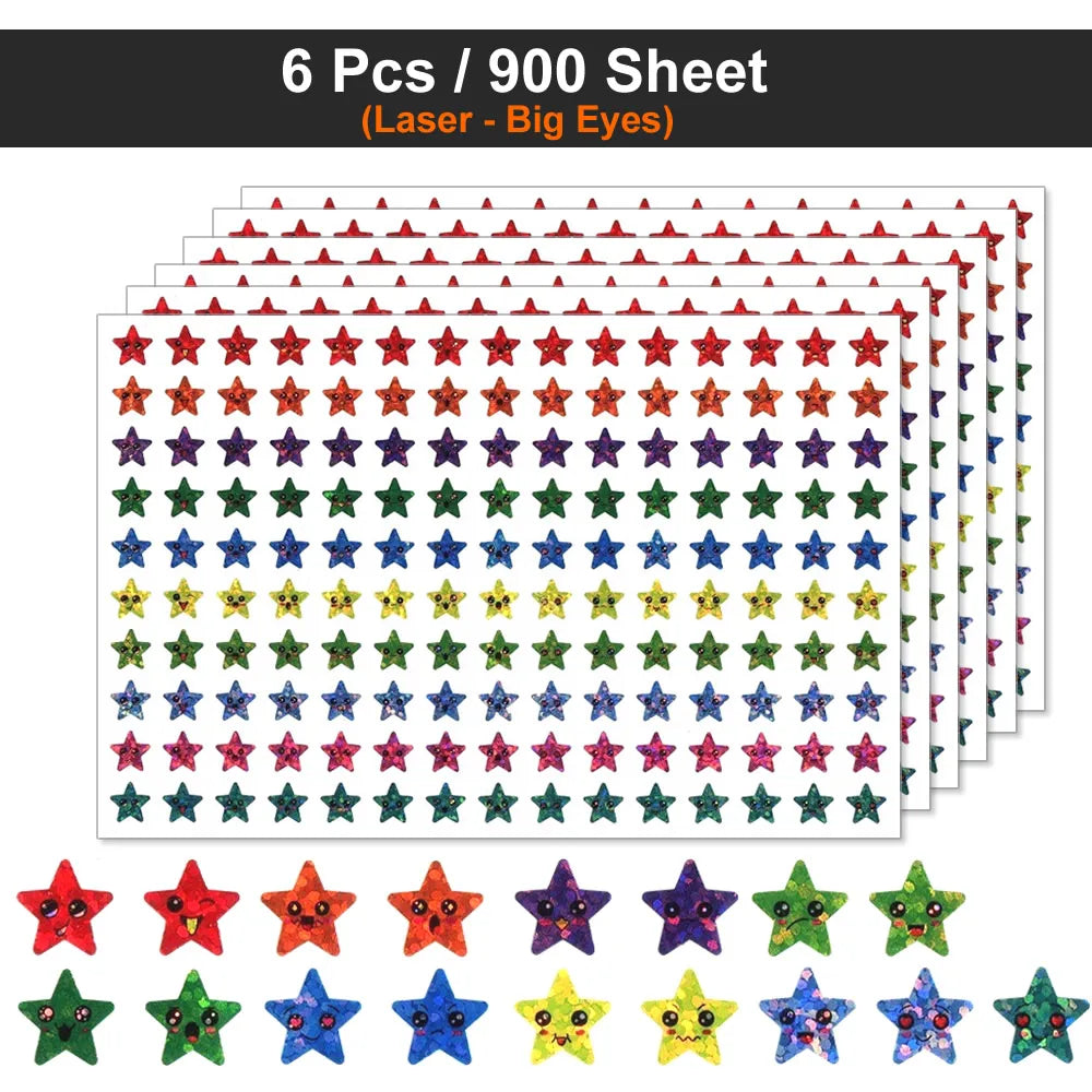 450-3000 Sheet Happy Face Stars Reward Sign Stickers Pack DIY Skateboard Suitcase Stationery Decals Decor Phone Laptop Gift Toys Beauty World Shop