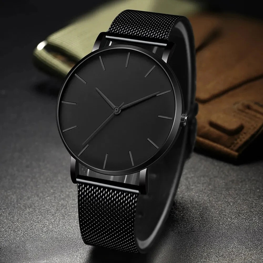 Minimalist Mens Fashion Ultra Thin Watches Simple Men Business Stainless Steel Mesh Belt Quartz Wrist Watch Relogio Masculino Beauty World Shop