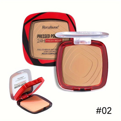 Matte Full Coverage Pressed Powder Foundation With Puff Applicator, 24H Fresh Wear Matte Weightless Finishing Powder Makeup Beauty World Shop