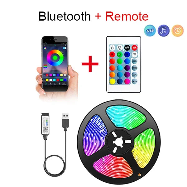Bluetooth LED Strip Lights Smart SMD 5050 APP Remote Control Flexible Ribbon Diode Lamp Tape TV Backlights Game Room Home Decor Beauty Fashion