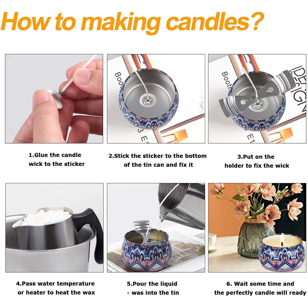 1 Set Candle Making Kit Pouring Pot Candle Making Supplies Tools Kit Diy Handmade Wax Candles with Wax Melting Hot Plate Beauty World Shop
