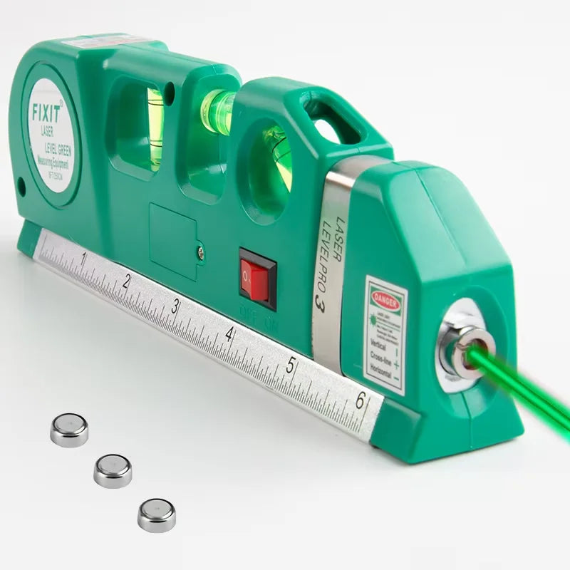 HOMEFISH Easy to Use Laser Level Line Tool Multipurpose Laser Level Kit Standard Cross Line Lase 8 Feet Measure Tape Ruler Beauty World Shop
