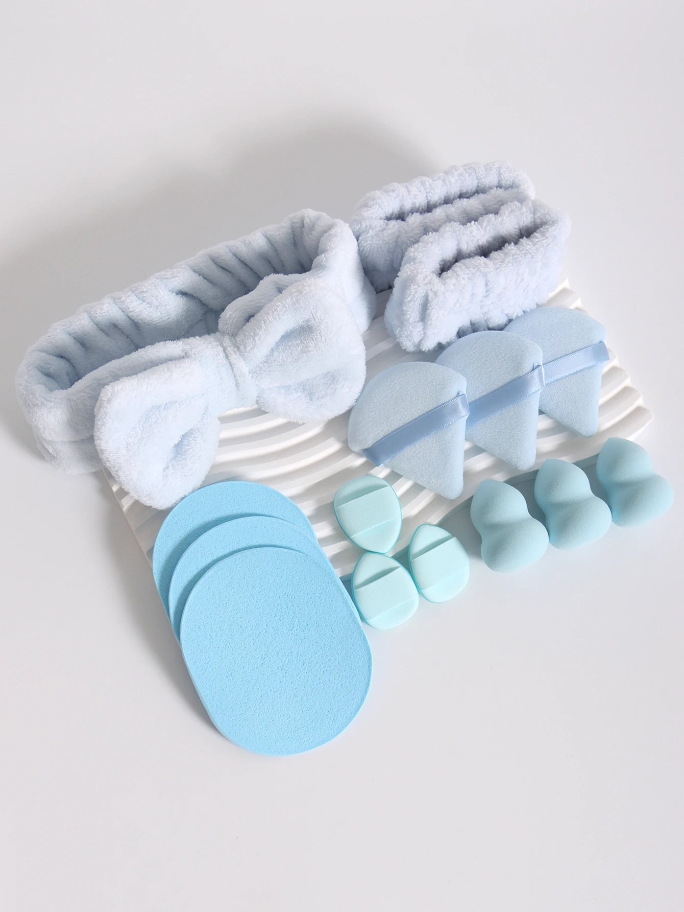 15Pcs Multi-Colored Fluffy Headband and Makeup Sponge Set-Sweet Style, Perfect Beauty Assistant Beauty World Shop