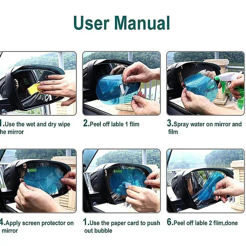 Car Rearview Mirror Protective Film Anti Fog Membrane Anti-Glare Waterproof Rainproof Car Sticker Clear Film Beauty World Shop