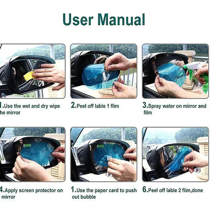 Car Rearview Mirror Protective Film Anti Fog Membrane Anti-Glare Waterproof Rainproof Car Sticker Clear Film Beauty World Shop