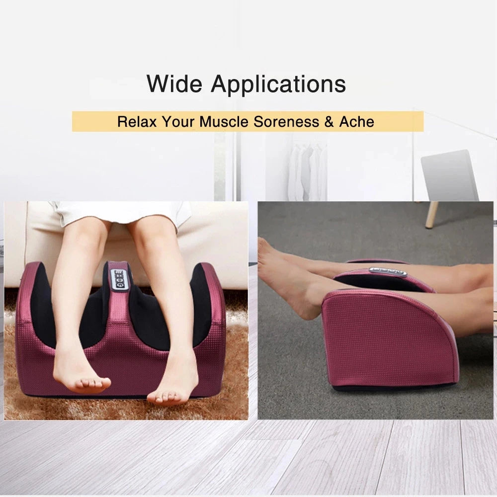 Electric Foot Massager Shiatsu Kneading Deep Tissue Relax Heated Roller Calf Pain Relief Fatigue Muscles Vibrator Machine Health Beauty World Shop