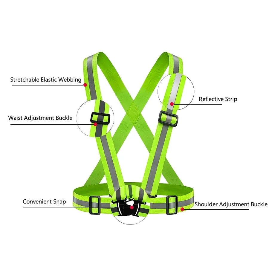 Outdoor Night Walking  Safety Vests Highlight Adjustable Lightweight Reflective Vest Biking Safety Straps Waterproof Running Gea Beauty World Shop