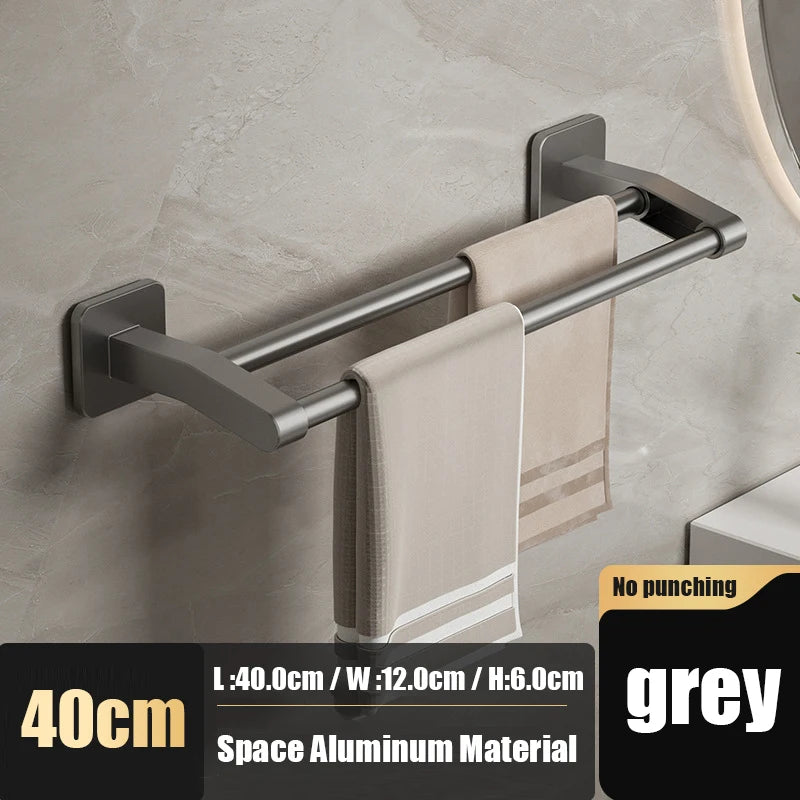 Self-adhesive Home Bathroom Towel Rack Holder Without Drilling Wall Mount Towel Shelf Kitchen Bathroom Accessories Towel Hanger Beauty World Shop