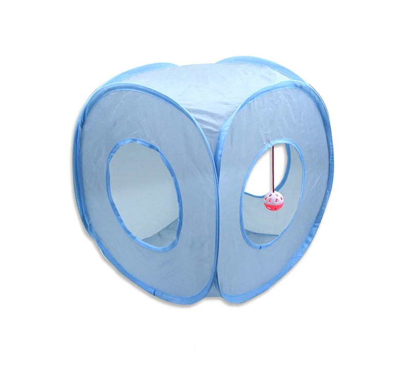 Cat Toys Gray 3-Way Foldable Pet Cat Tunnel Tube Toy Kitten Tunnel Toy with Peep Hole Pet Training Interactive Toy Tunnel Tube Beauty World Shop