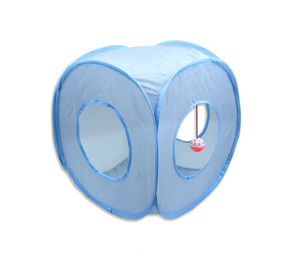 Cat Toys Gray 3-Way Foldable Pet Cat Tunnel Tube Toy Kitten Tunnel Toy with Peep Hole Pet Training Interactive Toy Tunnel Tube Beauty World Shop
