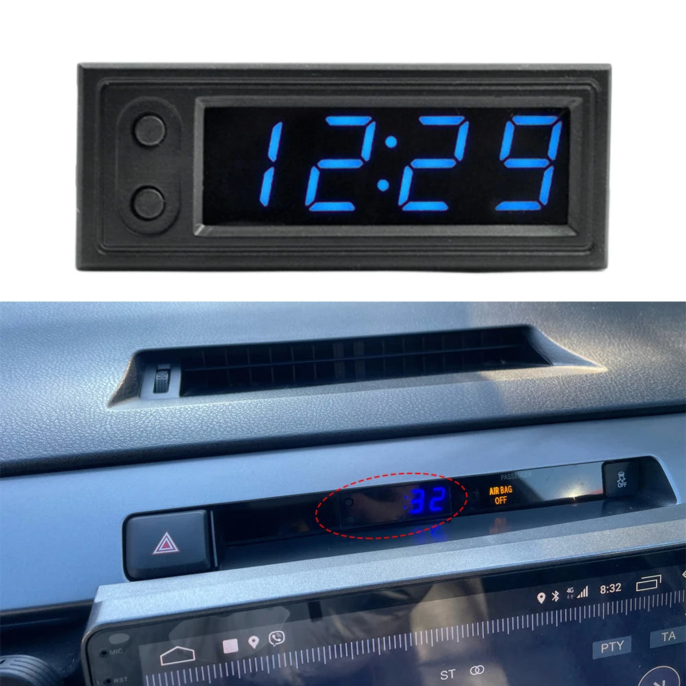 3 in 1 Car Thermometer Voltmeter High Precision Car Temperature Clock Luminous Electric Voltage Meter 12V Automobile Accessories Beauty World Shop