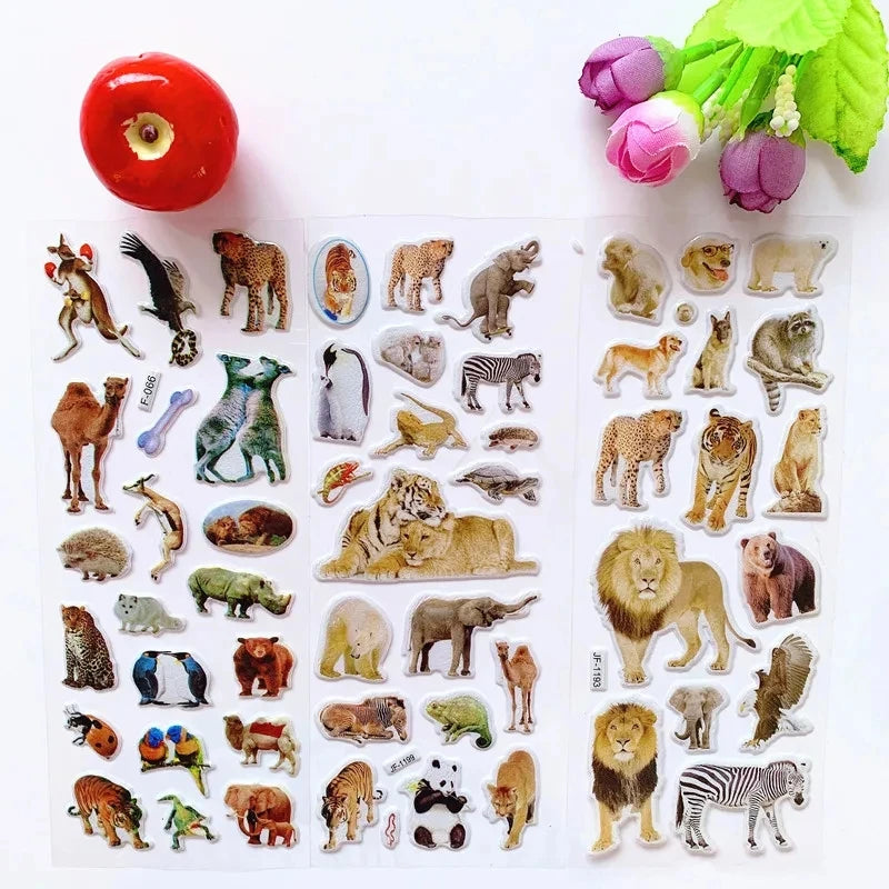 10 Sheets 3D Puffy Stickers Animals Bulk Stickers Scrapbook Decoration Birthday New Year Christmas Gifts for Kids Boys Girls Beauty World Shop