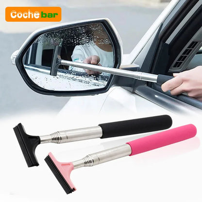 Car Rearview Mirror Wiper Cleaning Tool Auto Glass Mist Cleaner Scraper Car Accessories Handle Telescopic Window Cleaning Brush Beauty World Shop