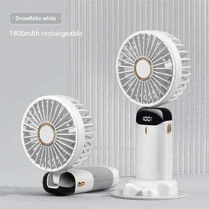 Handheld Mini Fan Foldable Portable Neck Hanging Fans 5 Speed USB Rechargeable Fan with Phone Stand and Display Screen 1800mAh Beauty World Shop