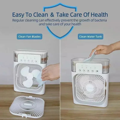 New 3 In 1 Fan AIr Conditioner Household Mini Air Cooler LED Night Light Portable Humidifier Air Adjustment Fan Office Home Fan Beauty World Shop